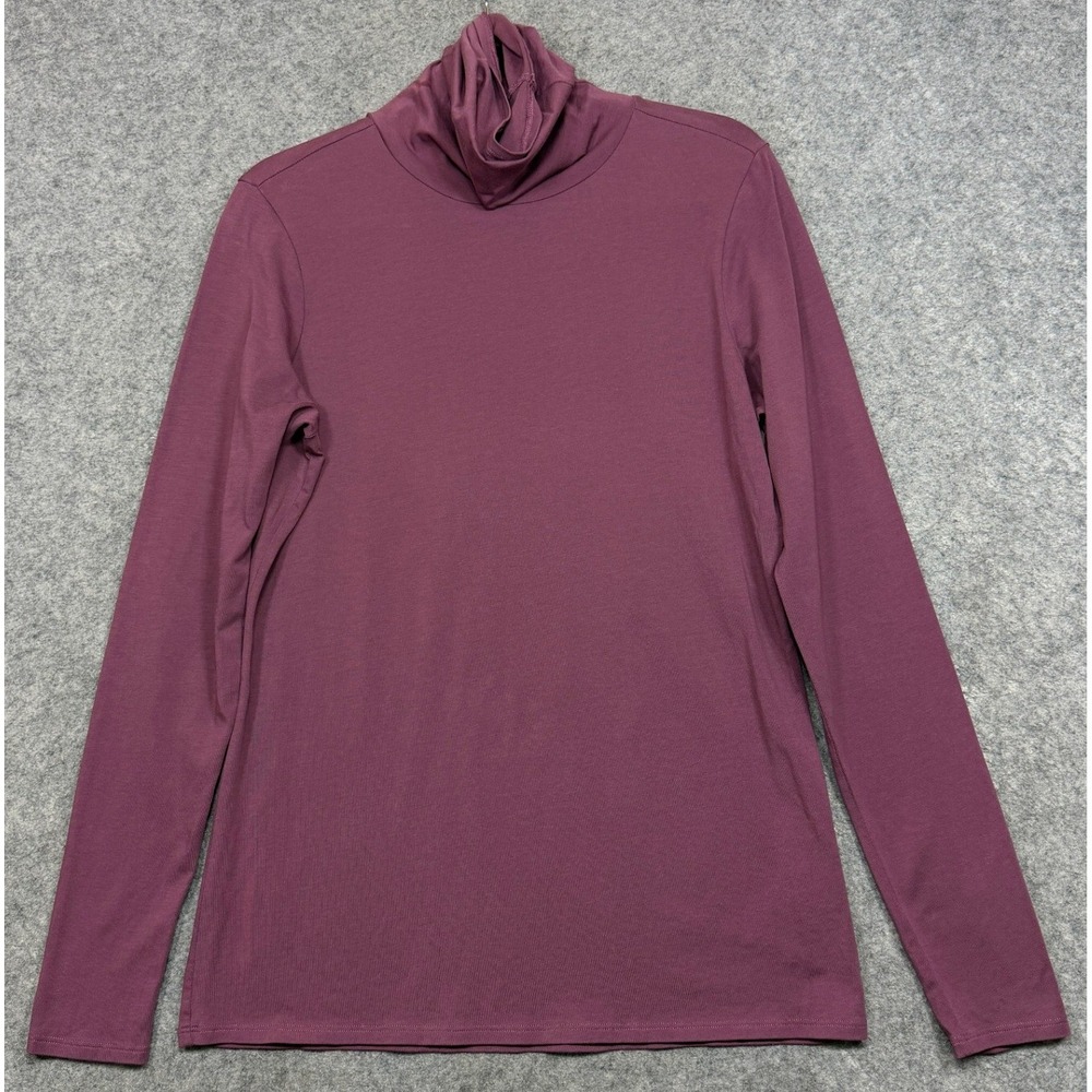 Peruvian Connection Womens Large Long Sleeve Turtleneck Top Purple Pima Cotton